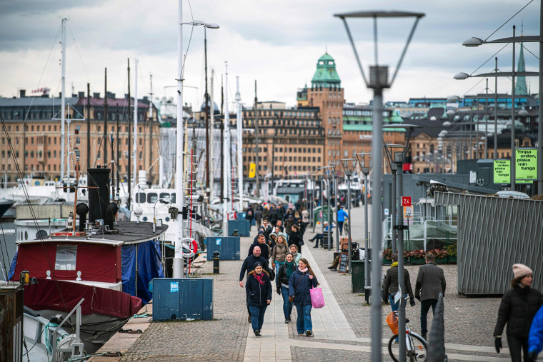 Image: Stockholm residents out in the city on Saturday.