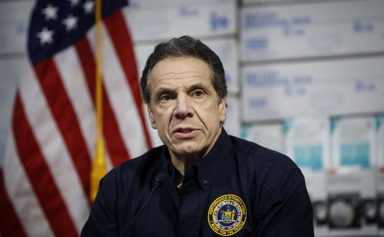 Image: New York Governor Andrew Cuomo speaks at a news conference at the Jacob Javits Center that will house a temporary hospital for coronavirus patients on March 24, 2020.
