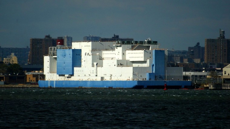 Image: The Vernon C. Bain Correctional Center, a prison barge off the coast of the Bronx, at Rikers Island.