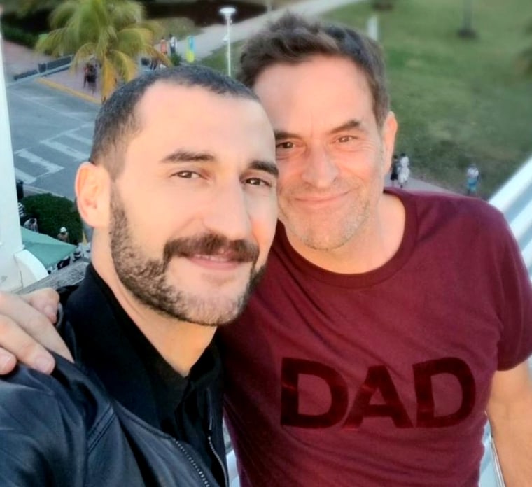 Image: Ishem Ghaouti and Stephane Sanchez, a married couple living in Paris, are working with a surrogate in Orlando, Fla., who is due to deliver their daughter in April.