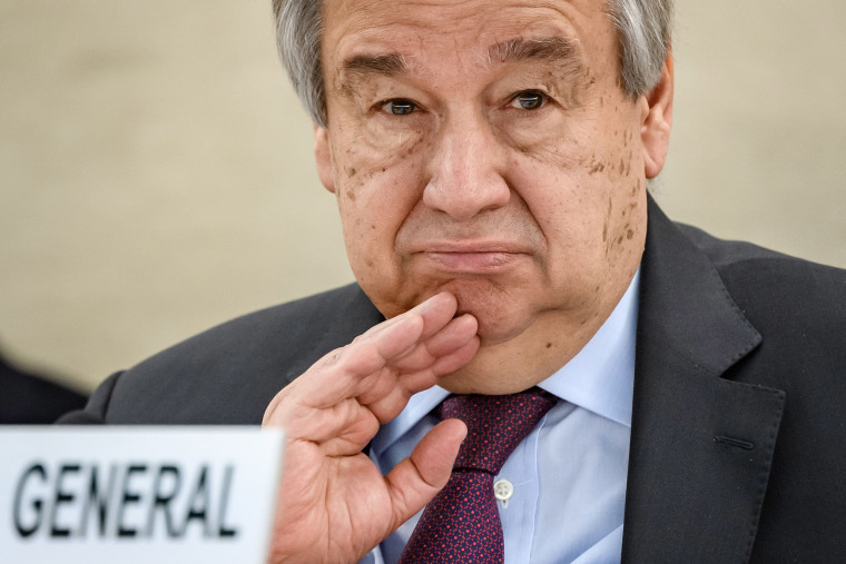 Image: U.N. Secretary-General Antonio Guterres in February at the opening of the U.N. Human Rights Council's main annual session in Geneva.