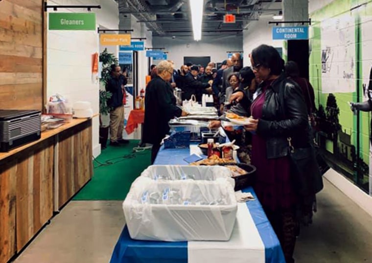 Image: A pancake breakfast event hosted by the 9th Precinct at the Ford Resource and Engagement Center in Detroit on March 6, 2020.