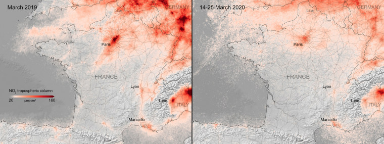 Image: Nitrogen dioxide concentrations across France