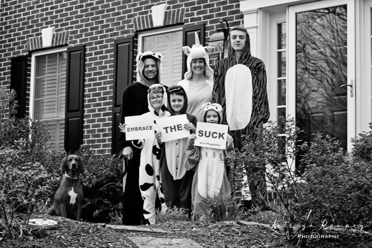 The Roderick family on their porch in Leesburg, Pa.