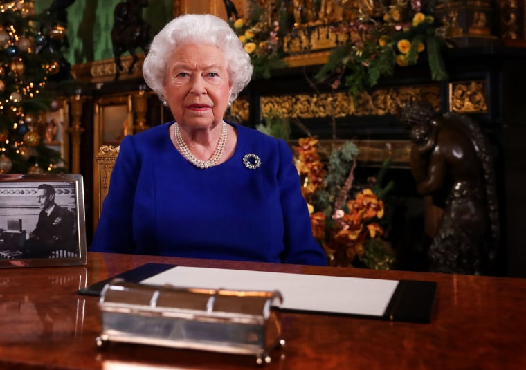 Image: Queen Elizabeth after recording her annual Christmas Day message at Windsor Castle in England on Dec. 23, 2019.