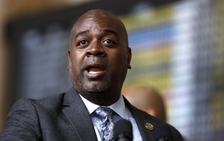 Image: Newark Mayor Ras Baraka at a news conference in New Jersey on April 19, 2017.