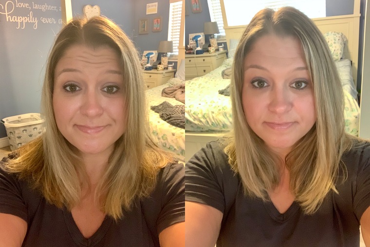 Before and after: My hair after trying the soft smoothing brush attachment.