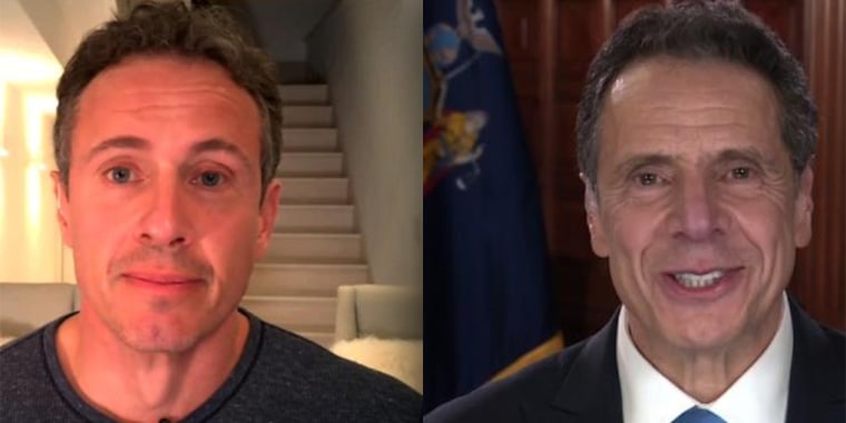 CNN host Chris Cuomo, 49, and his older brother, Gov. Andrew Cuomo, 62, entertained viewers with a 20-minute exchange on Chris Cuomo's show Wednesday night.