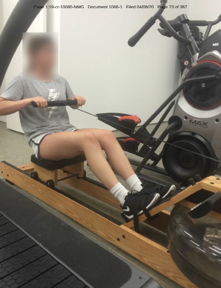 Federal prosecutors have submitted photos they say show the daughters of Lori Loughlin working out on rowing machines to pose as athletes to help gain admission to USC. 