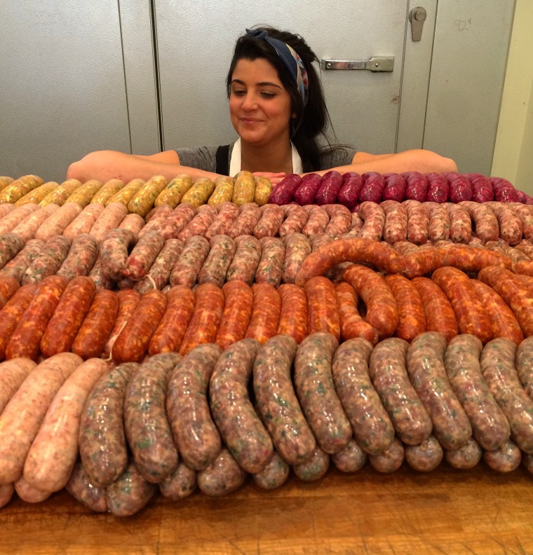Nicoletti and her sausage babies.