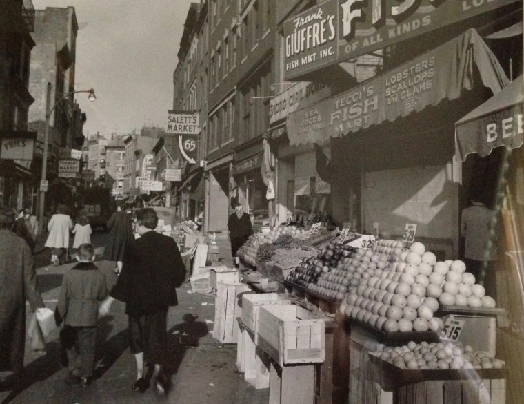 Her family's butcher shop, "Salett's Market," on Salem Street.