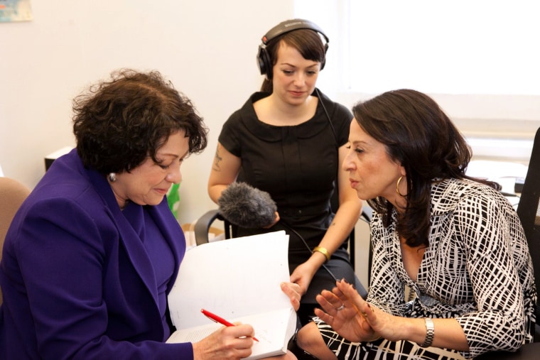 Image: Maria Hinojosa, with Nadia Reiman, interviews Sonia Sotomayor, 2012.