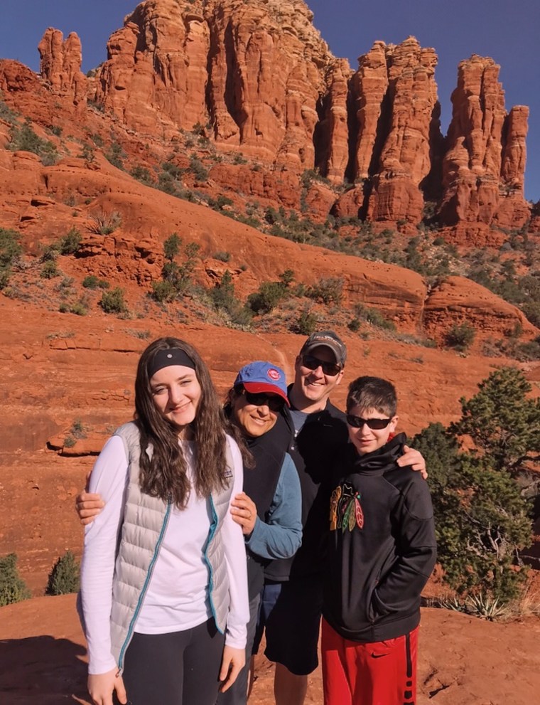 Dr. Akbarnia with her husband and teenage children.