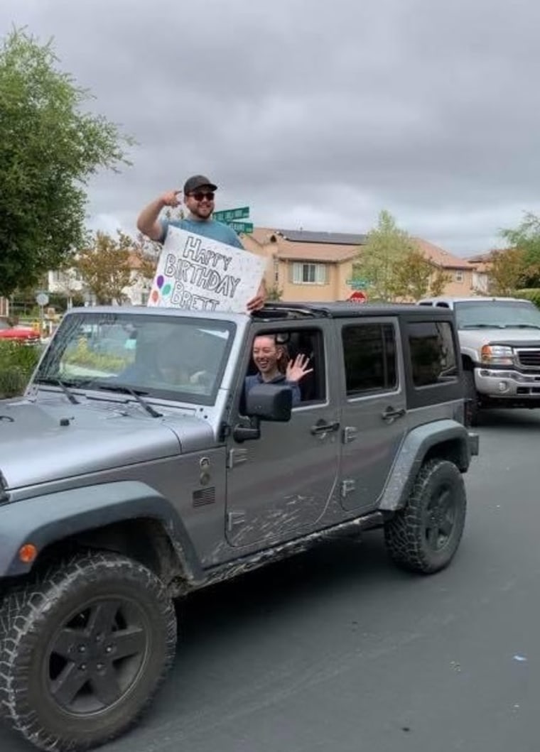 More than 120 cars drove by during Brett Byler's 31st birthday parade.