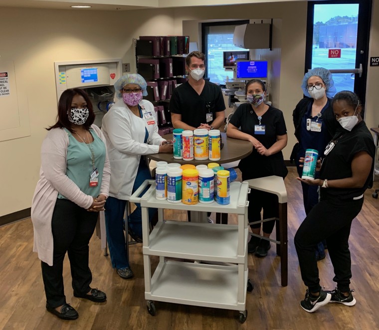 Nurses at Health First Community Hospitals were so grateful to receive Talaia's initial donation of disinfectant wipes that she reached out to her local school board to enlist more schools to donate.