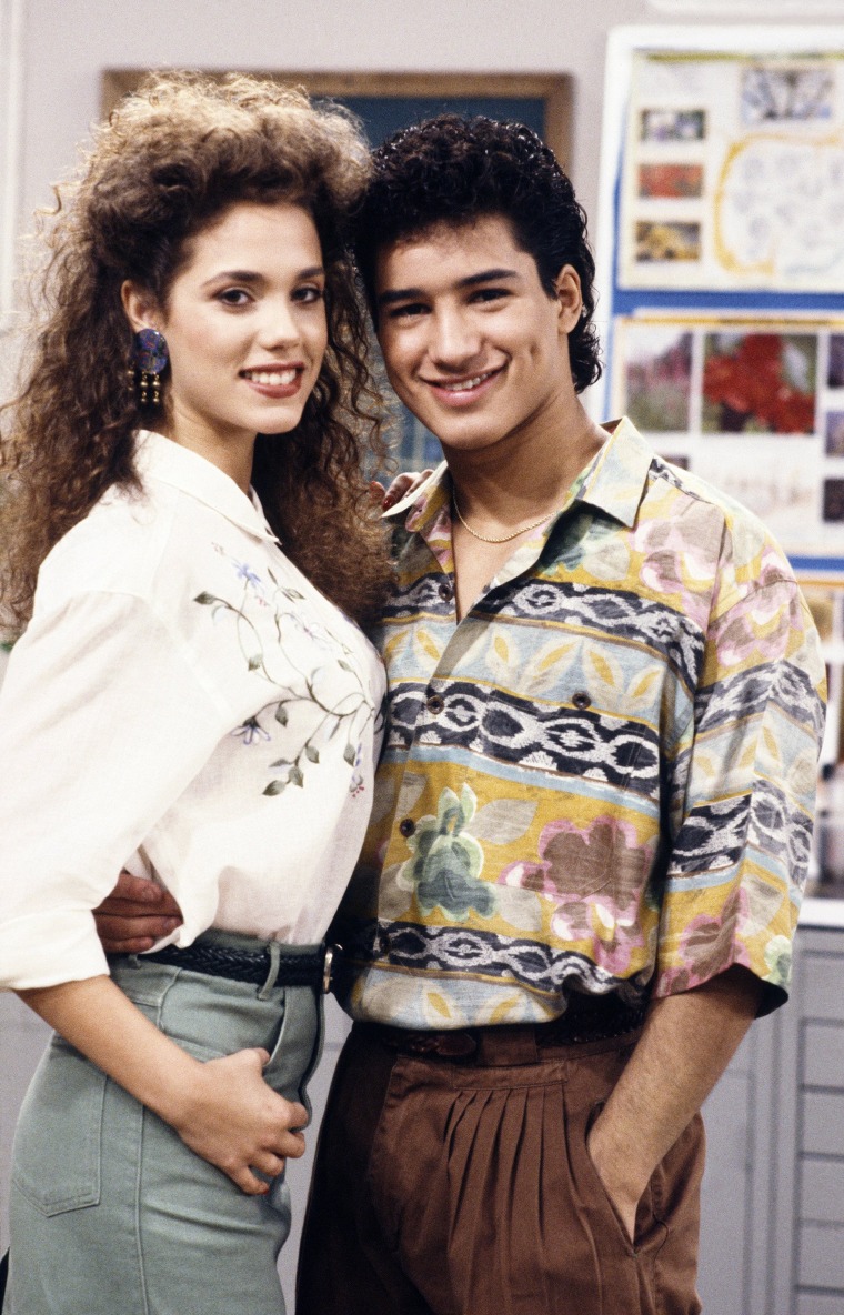 Elizabeth Berkley Lauren and Mario Lopez on "Saved by the Bell"