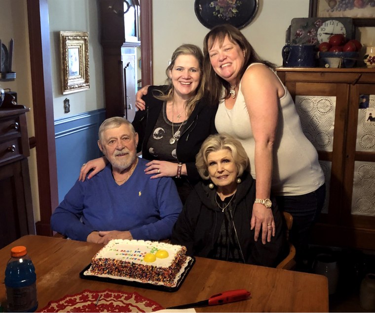 Frank Carter celebrated his 82nd birthday with his wife and daughters this past February. His daughter, Nicole, top right, noticed signs of cognitive problems in Carter about a week before he died from COVID-19.