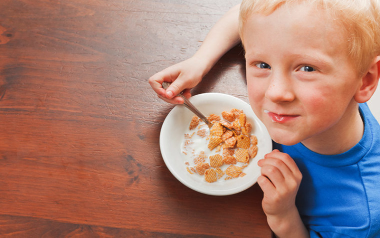 Boy eating cereal