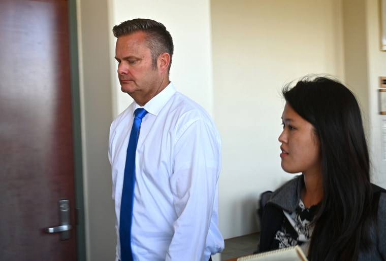 Chad Daybell walks into court for his wife's hearing on child abandonment and other charges in Lihue, Hawaii on Feb. 21, 2020.