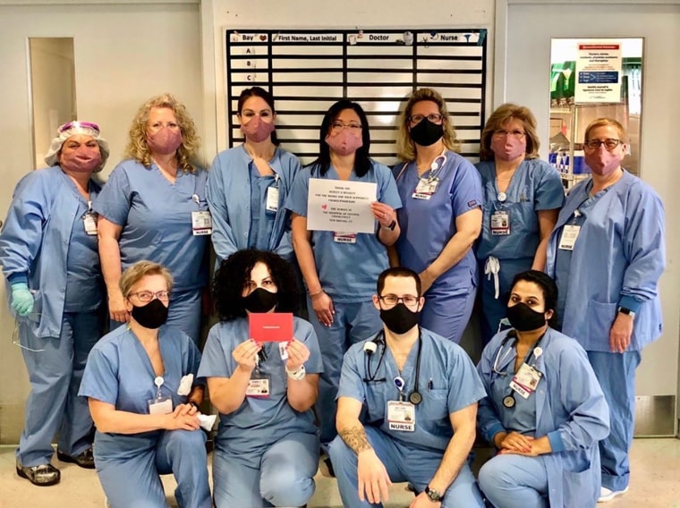 Nurses from the Hospital of Central Connecticut wearing their donated Hedley &amp; Bennett masks.