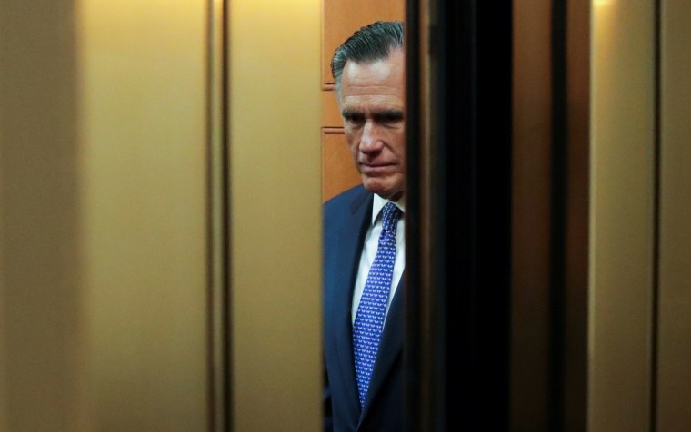 Image: Senator Mitt Romney (R-UT) arrives to cast a guilty vote during the final votes in the Senate impeachment trial of President Donald Trump on Capitol Hill