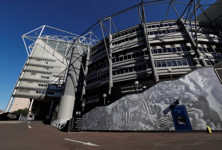 Image: A general view outside St James' Park in Newcastle on April 15, 2020.