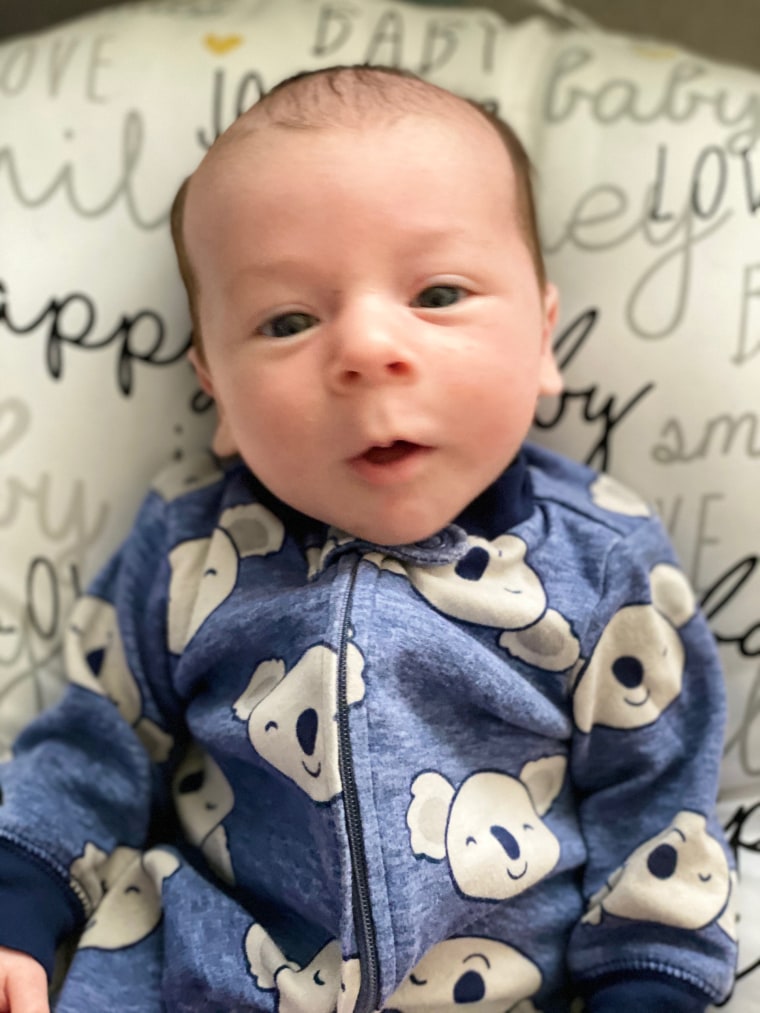 Baby Brooks, born February 26, meets most of his family via video calls. While mom Sarah Piett talks often with friends and family she still struggles with postpartum depression and anxiety. 