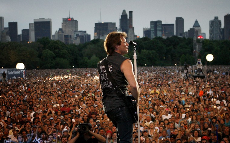 Image: Jon Bon Jovi performs on Central Park's Great Lawn in New York in 2008.