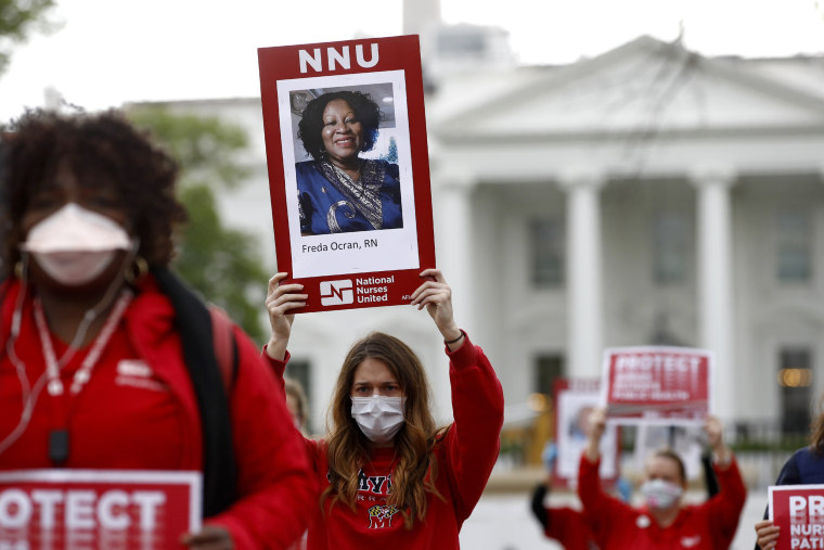 Image: National Nurses United protest PPE White House