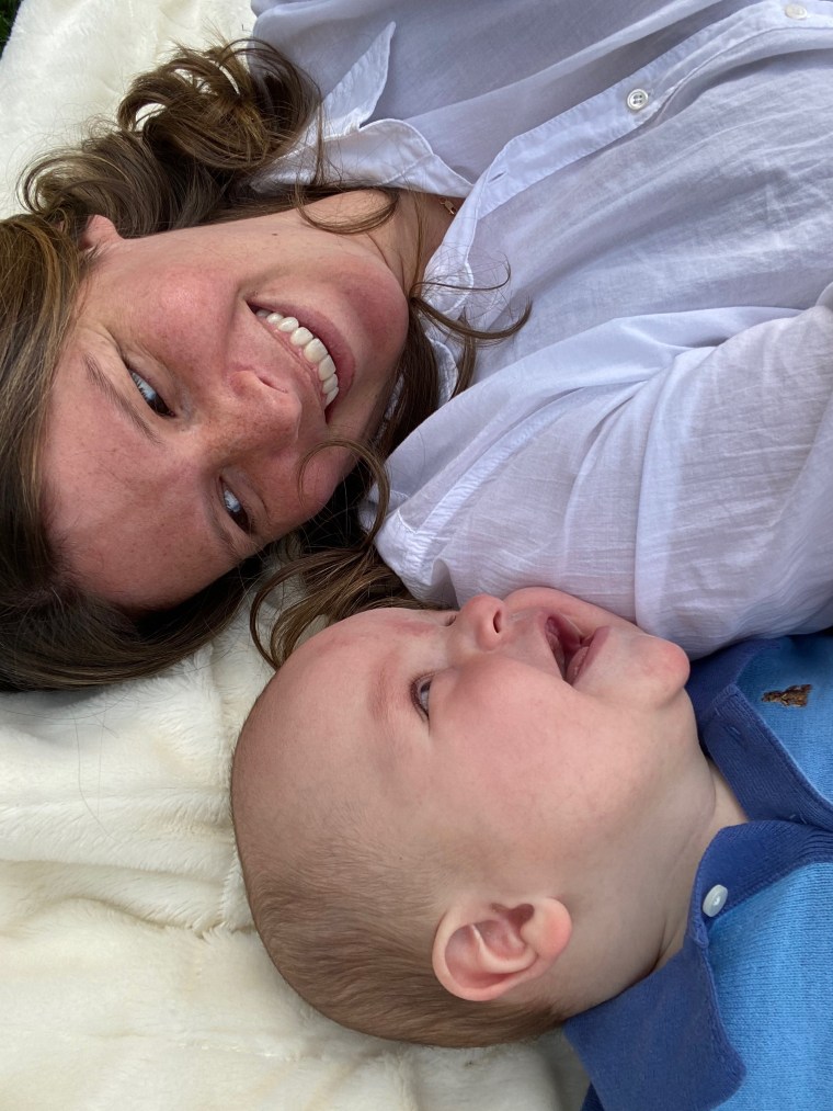 Kasie Hunt with her 7-month-old son, Mars.