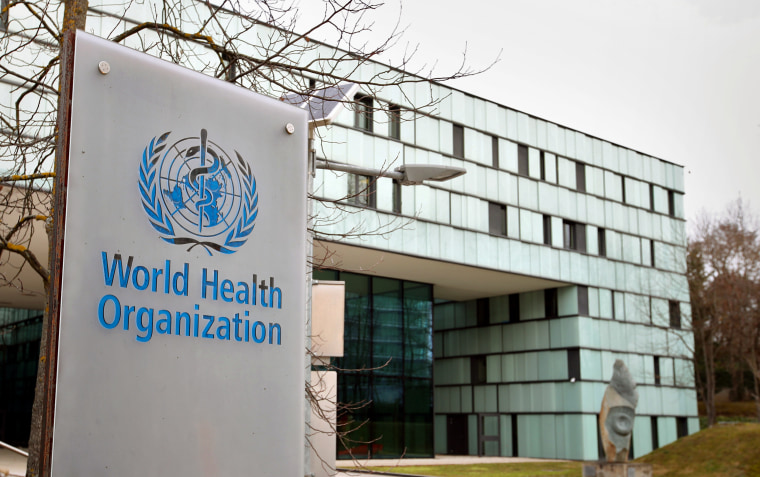 Image: FILE PHOTO: A logo is pictured outside a building of the WHO in Geneva