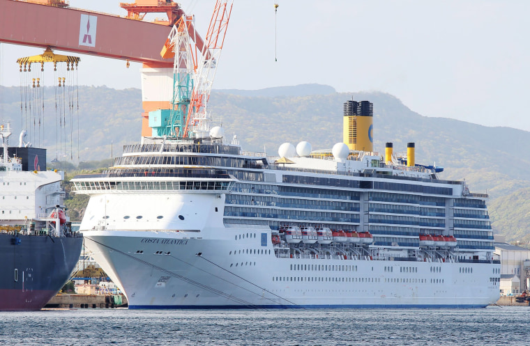 Image: The cruise ship Costa Atlantica docked at a port in Nagasaki on Wednesday.