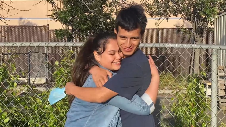 Gilmer Barrios and his wife Kimberly Barrios Hernandez are reunited a month after Border Patrol arrested him and wrongly deported him to Mexico.