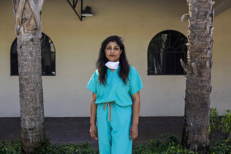 Dr. Sangeetha Setty after working COVID-19 patients at an urgent care clinic in Palm Beach Gardens, Fla.