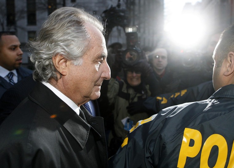 Image: Former financier Bernard Madoff outside of Federal Court in New York in 2009.