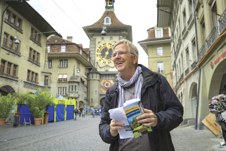 Rick Steves researches guidebook