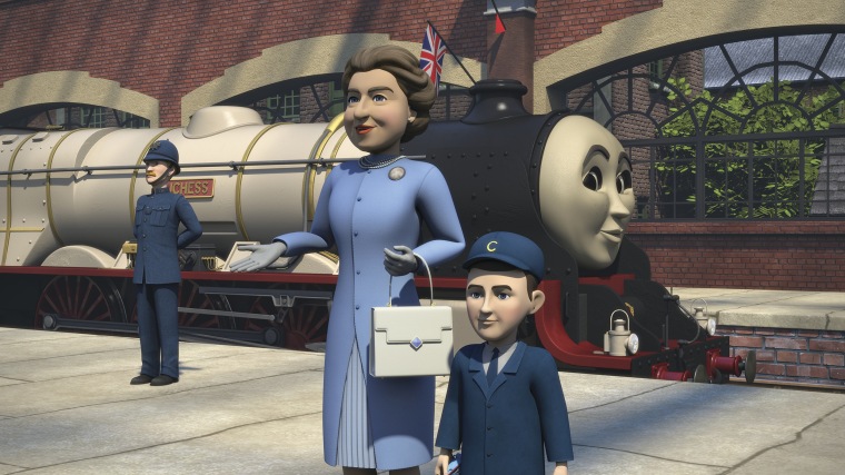 This photo shows a scene featuring Britain's Queen Elizabeth II and  Prince Charles as a boy from an animated special "Thomas &amp; Friends: The Royal Engine" released to mark the 75th anniversary of Thomas The Tank Engine. The special will be screened in the US on Netflix on 1 May, 2020 and in the UK on Channel 5 Milkshake at 9:05 am on 2 May, 2020.