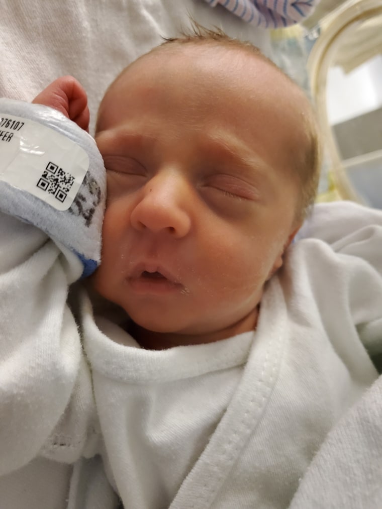 Baby Mitchell was able to go home with his parents, Jennifer and Andre Laubach, at the end of April. The first time his parents saw him in real life was 20 days after he was born.