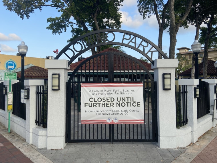 Little Havana's landmark Domino Park - otherwise known as Maximo Gomez Park - shuttered its doors due to the coronavirus pandemic.