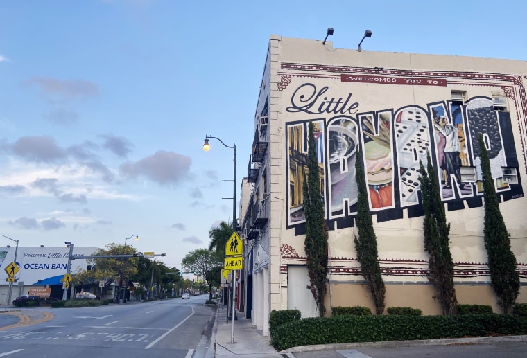 The famous Little Havana mural stands over an barren street.