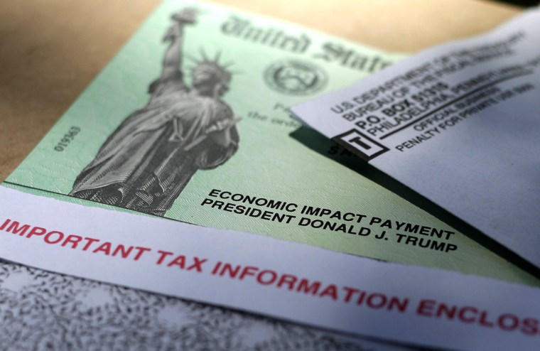 Image: President Donald J.Trump's name is printed on a stimulus check issued by the IRS to help combat the adverse economic effects of the COVID-19 outbreak