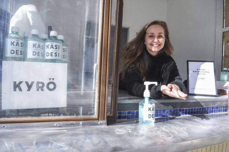 Image: yro Distillery Company, which is known for producing the popular Kyro Gin switched their manufacturing to hand sanitizer, Helsinki, Finland