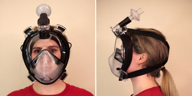 Redesigned full-face snorkel mask to combat PPE shortage.