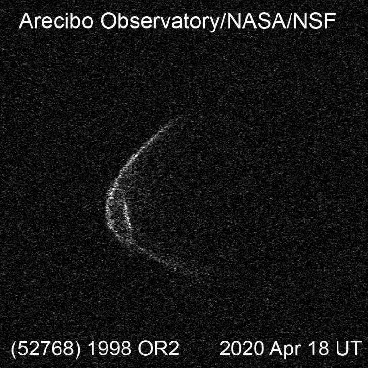 The Arecibo Observatory captured this radar image of the big asteroid 1998 OR2 on April 18, 2020.