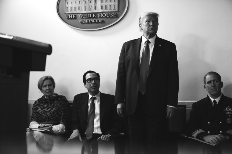 President Donald Trump during the Coronavirus Task Force news conference at the White House
