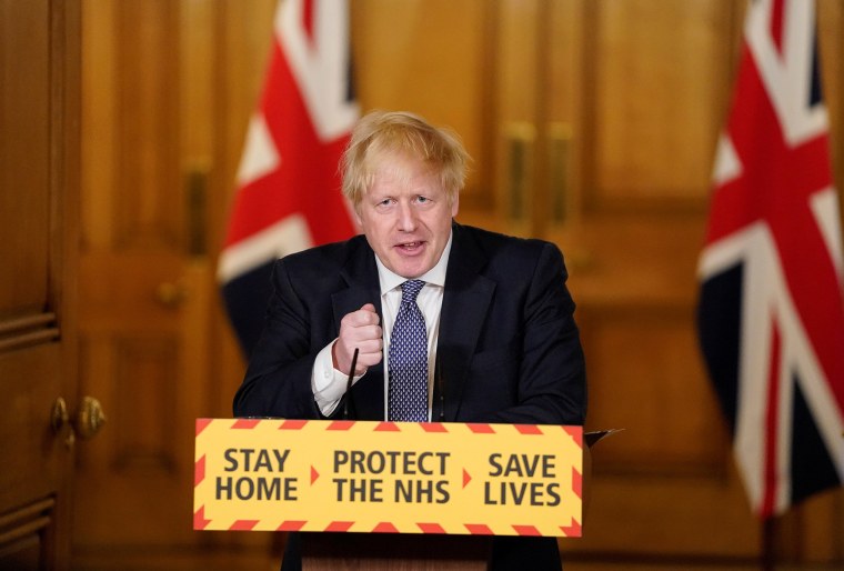 Image: Britain's Prime Minister Boris Johnson speaks during a daily news conference to update on the coronavirus disease (COVID-19), at 10 Downing Street in London