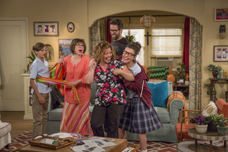 Cast from "One Day at a Time," the reboot: From l., Marcel Ruiz, Rita Moreno, Justina Machado, Todd Grinnell, Isabella Gomez.