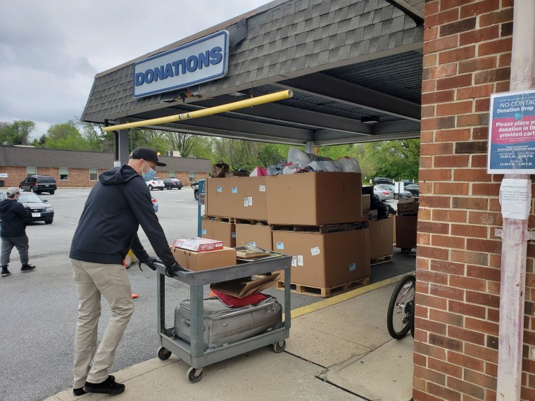 Many Goodwill stores are asking people to leave donations in boxes outside.