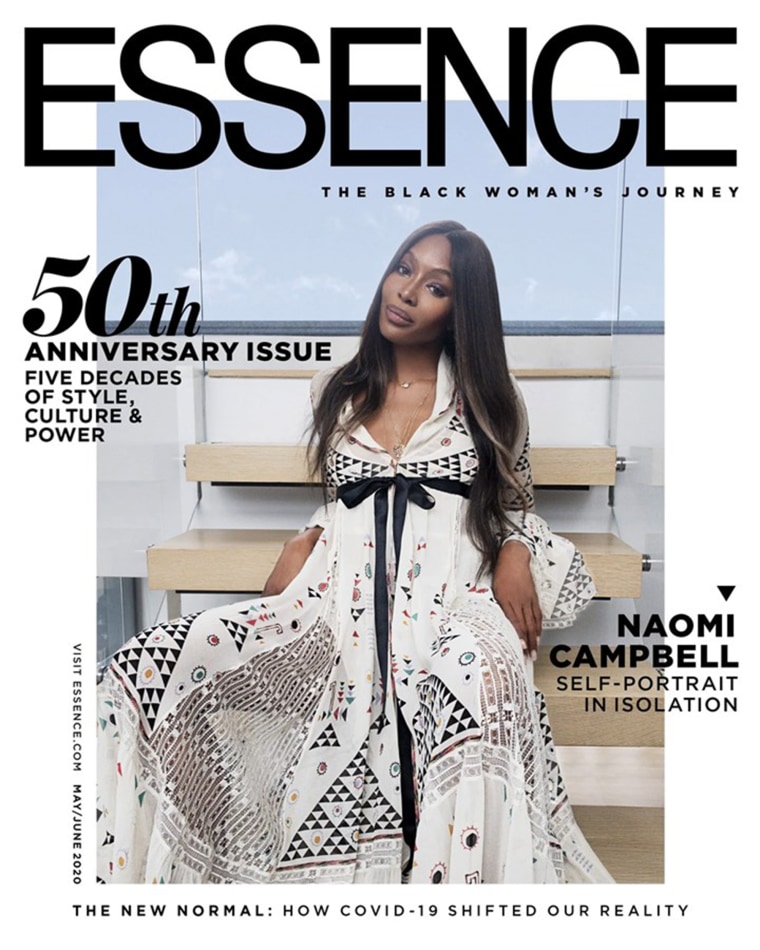 Essence Magazine 50th Anniversary Edition with Naomi Campbell on cover.