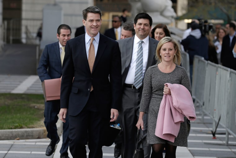 Bill Baroni, left, and Bridget Anne Kelly exit the federal courthouse in Newark